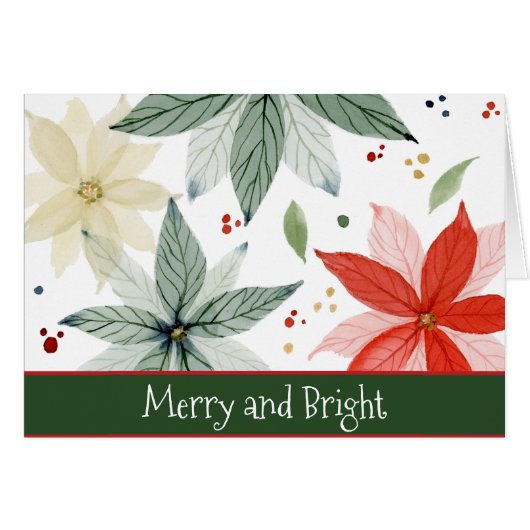 水彩赤と緑のポインセチアのクリスマス (正面横)