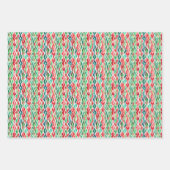 水彩赤と緑の波線 ラッピングペーパーシート (正面2)