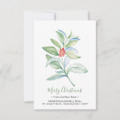 水彩赤と緑クリスマスカードを移動 出欠カード (正面)