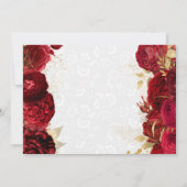 水彩赤と金ゴールド結婚の花 招待状 (裏面)