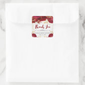 水彩赤と金ゴールド花甘16 スクエアシール (バッグ)