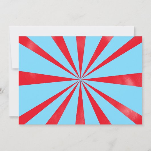 水彩赤と青のサーカスフォト招待状 招待状 (裏面)