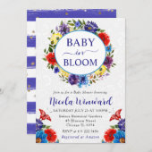 水彩赤と青のリースベビーシャワー 招待状 (正面/裏面)