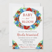 水彩赤と青のリースベビーシャワー 招待状 (正面)