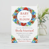 水彩赤と青のリースベビーシャワー 招待状 (スタンド正面)