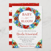 水彩赤と青のリースベビーシャワー 招待状 (正面/裏面)