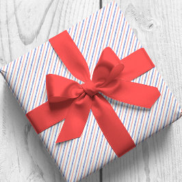 水彩赤と青の対角線のストライプ ラッピングペーパー