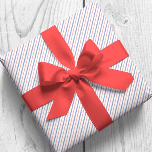 水彩赤と青の対角線のストライプ ラッピングペーパー