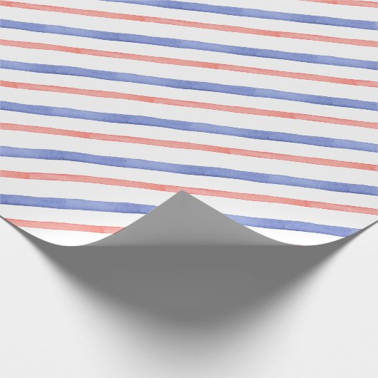 水彩赤と青の対角線のストライプ ラッピングペーパー (角)