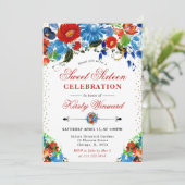 水彩赤と青の花甘い16 招待状 (スタンド正面)