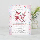 水彩赤と青の7月4日パーティー 招待状 (スタンド正面)