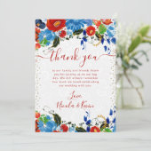 水彩赤と青結婚の花 サンキューカード (スタンド正面)