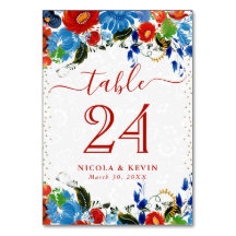 水彩赤と青結婚の花