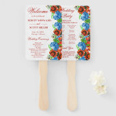 水彩赤と青結婚の花 ハンドファン (正面&裏面)