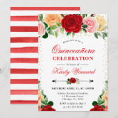 水彩赤と黄色のバラキンセアニェラ 招待状 (正面/裏面)