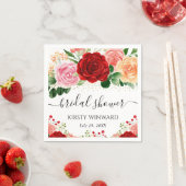 水彩赤と黄色のバラブライダルシャワー スタンダードカクテルナプキン (インサイチュ)