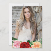 水彩赤と黄色のバラ写真甘い16 招待状 (裏面)