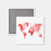 水彩赤のワールドマップ マグネット (正面/裏面)