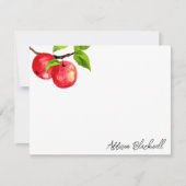水彩赤りんごパーソナライズされた先生名 ノートカード (正面)