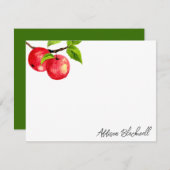 水彩赤りんごパーソナライズされた先生名 ノートカード (正面/裏面)