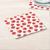 水彩赤りんご柄 スクエアペーパーコースター (アングル)