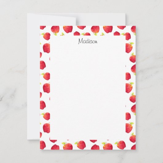 水彩赤りんご柄 ノートカード (正面)