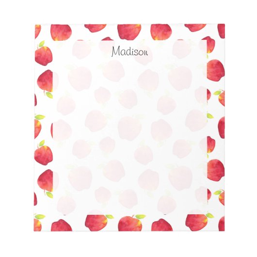 水彩赤りんご柄 ノートパッド (正面)