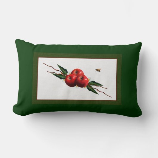 水彩赤りんご ランバークッション (正面)
