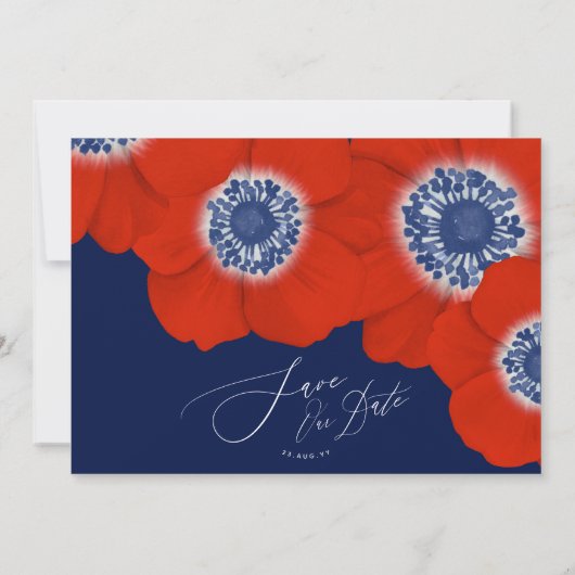 💮水彩赤アネモン結婚さんの救日付 セーブザデート (裏面)