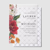 水彩赤アマリリスと秋のフローラ結婚ズ ベラム紙招待状 (オフセット (招待状))