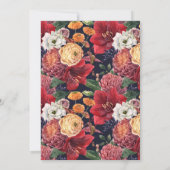 水彩赤アマリリスフローラ結婚ズ 招待状 (裏面)