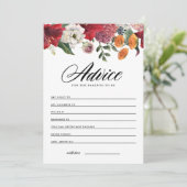 水彩赤アマリリス植物性ベビーシャワー アドバイスカード (スタンド正面)