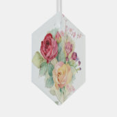 水彩赤イエローピンクガーデンバラ ガラスオーナメント (正面右)
