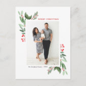 水彩赤ウィンターベリーとホリーの写真 シーズンポストカード (正面)