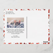 水彩赤ウィンターベリーのクリスマスフォト 箔シーズンポストカード (裏面)