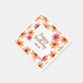 水彩赤オレンジ秋の花誕生日白 スタンダードカクテルナプキン (角)