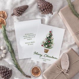 水彩赤オーナメントツリーメリークリスマス シーズンカード