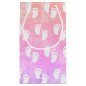 水彩赤カラフルちゃんシャワー足跡パターン スモールペーパーバッグ (裏面)