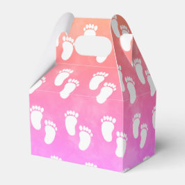 水彩赤カラフルちゃんシャワー足跡パターン フェイバーボックス