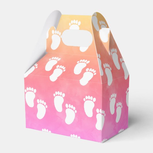 水彩赤カラフルちゃんシャワー足跡パターン フェイバーボックス (裏面サイド)