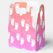 水彩赤カラフルちゃんシャワー足跡パターン フェイバーボックス (オープン)