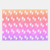 水彩赤カラフルちゃんシャワー足跡パターン ラッピングペーパーシート (正面3)