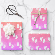 水彩赤カラフルちゃんシャワー足跡パターン