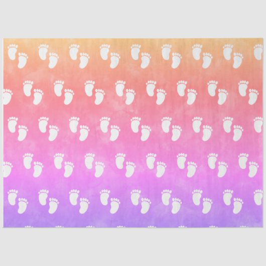 水彩赤カラフルちゃんシャワー足跡パターン 薄葉紙 (正面)