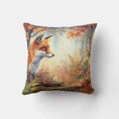 水彩赤キツネ秋秋の色自然 クッション (裏面)