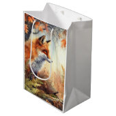 水彩赤キツネ秋秋の色自然 ミディアムペーパーバッグ (正面アングル)