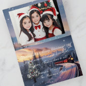 水彩赤クリスマストレインホリデーフォトカー カード