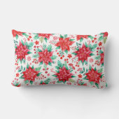 水彩赤クリスマスポインセチア花 ランバークッション (裏面)