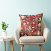 水彩赤クリスマスモチーフのホリデーバード クッション (椅子)