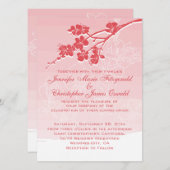 水彩赤グラデーション春結婚花 招待状 (正面/裏面)